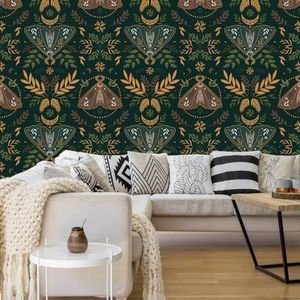Behang Donkergroen Bruin Schil en Stok Zelfklevend Behang voor Woonkamer Badkamer Slaapkamer Art Deco Muur Papier Keuken Wallpapers Verwijderbaar 40 x 120 cm/2 rol