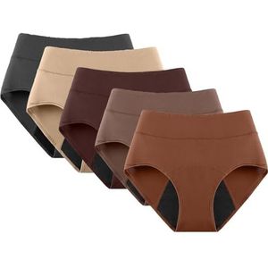 5 Stuks Ondergoed Incontinentiebroekjes Beschermers For Vrouwen – Lekvrij Ondergoed Tegen Blaaslekkage Met Buikcontrole Postpartum Ondersteuning(Earthy Elegance,XL)