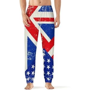 Britse en Amerikaanse vlag heren pyjama broek zachte lounge bodems met zak slaapbroek loungewear