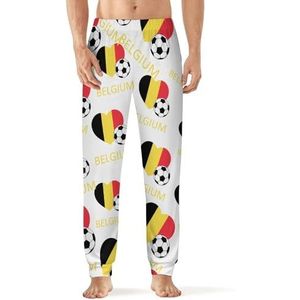 Love Belgium Voetbal Heren Pyjama Broek Zachte Lounge Bottoms Met Pocket Slaap Broek Loungewear