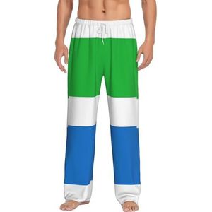 KJGvbn Sierra Leone pyjamabroek met vlag voor heren, zachte loungewear, pyjama, slaapbroek met zakken, lichtgewicht nachtkleding voor comfortabele slaap, Wit, S