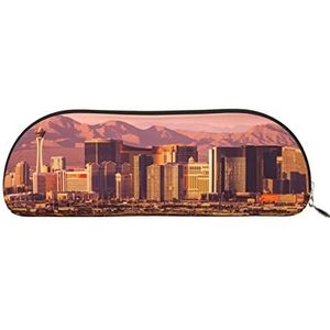 ELBULL Las Vegas Sunset Etui Draagbare Pen Pouch Met Rits Lederen Potlood Tas Opbergdoos Briefpapier Organizer, Goud, Eén maat, Rugzak voor kinderen