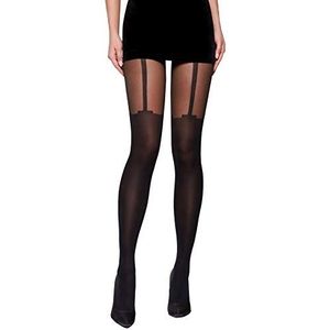 Selente Lovely Legs geraffineerde damespanty, deels in jarretelkousen en leggingslook, verschillende modellen, made in EU, zwart-40den, L