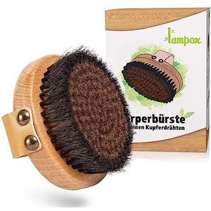 lampox Lichaamsborstel met fijne koperdraden, koperen borstel, droogborstel, badborstel, energieborstel met ronde koper