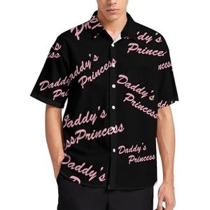 Roze Daddys prinses schattige zomer heren shirts casual korte mouw button down blouse strand top met zak S