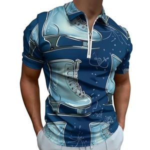 Ice Skate Half Zip-up Polo Shirts Voor Mannen Slim Fit Korte Mouw T-shirt Sneldrogende Golf Tops Tees 2XL
