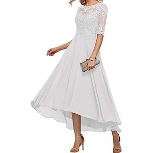 BRIGOW Kant Applique Moeder van de Bruid Jurk voor Bruiloft Prom Jurken Plooien Cocktail Jurken Plus Size, Wit, 32