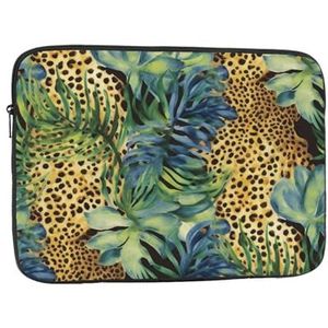 Print dier luipaard print jungle laptop sleeve tas voor vrouwen, schokbestendige beschermende laptop case 10-17 inch, lichtgewicht computer cover tas, ipad case, Zwart, 13 inch