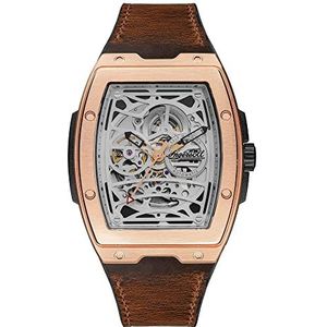 Ingersoll - I12303 The Challenger - Polshorloge - Rosegoud - Zilver - Bruine Siliconen Band