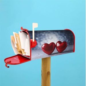 VTCTOASY Twee rode harten afdrukken brievenbushoezen magnetische standaard maat waterdichte brievenbus wraps post brievenbus cover voor huis tuin tuin tuin 53 x 45 cm