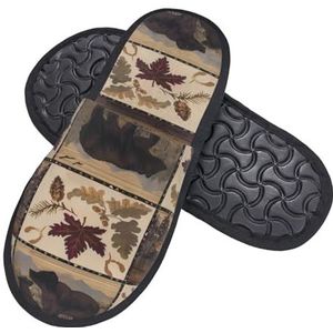 408 Huispantoffels, rustieke hut wilde lodge geruit patroon dames slipper anti-slip heren pantoffels zachte katoenen pantoffels voor huis slaapkamer spa, Harige pantoffels 339, 7/10.5 UK