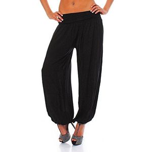 malito dames pofbroek kort in effen kleuren | Harembroek om te dansen | Aladdinbroek om te chillen - Vrijetijdsbroek 1482 (zwart)