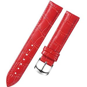 LUGEMA 8 10 12 14 15 16 17 18 19 20 Mm Lederen Horlogeband Horloge Riem Horloges Band Vrouwelijk Rood Wit Zwart (Color : Red, Size : 14mm)