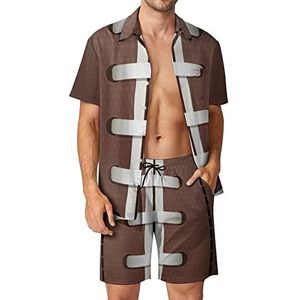 American Football Close-up Hawaiiaanse bijpassende set voor heren, 2-delige outfits, button-down shirts en shorts voor strandvakantie