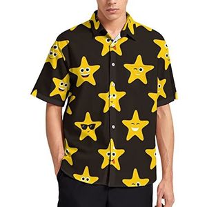 Grappige lachende sterren Hawaiiaanse shirt voor mannen zomer strand casual korte mouw button down shirts met zak