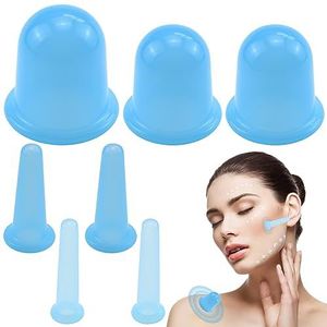 Cuppingglazen, siliconen set, 7 stuks, voor lichaam en gezicht, cupping siliconen vacuümbeker voor cellulitis, rimpels en spanningen, cupping-massage cupping therapie