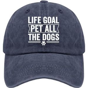 OOWK Papa Hoed Leven Doel Huisdier Alle Honden Trucker Cap Voor Tiener Grafisch Gewassen Katoen Verstelbaar Voor Klimmen Gift, marineblauw, one size