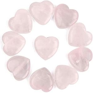 Cozlly 10 stuks roze hartjes-kristallen, rozenkwarts kristallen, hartstenen, liefde, genezing edelstenen, natuurlijke kristallen edelstenen voor genezing, reiki-meditatie