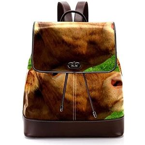 Gepersonaliseerde Schooltassen Boekentassen voor Teen Brown Cow Animal Lawn, Meerkleurig, 27x12.3x32cm, Rugzak Rugzakken