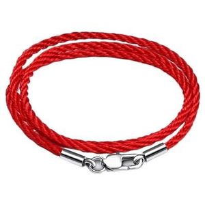 Gevlochten lang touw katoenen koord koord ketting roestvrij staal karabijnsluiting geschikt for doe-het-zelf ketting sieraden maken(Color:Red2mm_40cm)