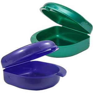 2 x Gum Shield Case - Mondbeschermdoos voor Ortho Retainers, Sport Tandheelkundige Apparaten, Kunstgebitten & Meer (Paars & Groen)