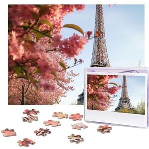 500 stukjes puzzel voor volwassenen gepersonaliseerde foto puzzel Parijs Eiffeltoren bloem aangepaste houten puzzel voor familie, verjaardag, bruiloft, spel nachten geschenken, 51,8 cm x 38 cm