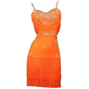 Latijns-Amerikaanse Wedstrijdjurken Dames Bretels Cha Cha Tango Dansrok Mouwloze Ballroom Dans Optreden Kleding Kleding Met Franjes Voor Samba Rumba,A,L