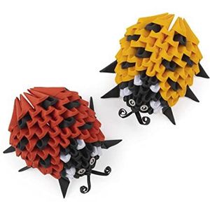 Origami 3D 501835-3D Origami Lieveheersbeestje - Mooie 3D-papiersculptuur met gepatenteerde onderdelen en begrijpelijke bouwhandleiding, 180 delen, 8x8x4cm, vanaf 8 jaar