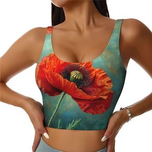Poppy Bloem Print Casual Wear Vrouwen Sport Vest Yoga Vest Workout Vest Voor Vrouwen Lichtgewicht Trendy, Zwart, S