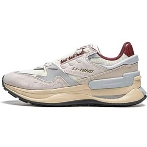 LI-NING Moment V2 Mannen Reflecterende Lichtgewicht Hoge Rebound Klassieke Casual Schoenen AGCU061, Rood Khaki Grijs, 40 EU