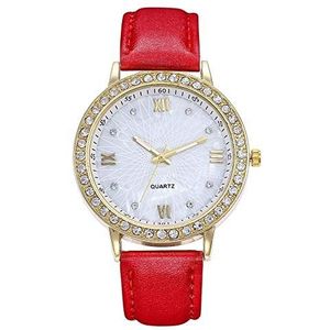 Horloges Vrouwen Fashion Watch Dameshorloge Reloj Mujer Vrouwen Diamond Rhinestone Horloges Gift for Women (Color : Red)