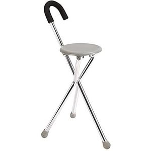 Opvouwbare wandelstok met stoel voor ouderen, 220,5 lbs capaciteit draagbare reis wandelstok stoel, stoelen wandelstok (zilver)