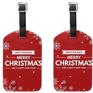 Bagage Labels,Kerst Rode Achtergrond Met Sneeuwvlokken Bagagetas Tags Travel Tags Koffer Accessoires 2 Stuks Set
