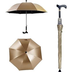 AVIITI Multifunctionele Wandelstokparaplu, Lichtgewicht Slijtvaste Aluminium Rechte Stang, Non-Slip Klimmen Toerisme Lange Steel Kruk Paraplu,Goud,83cm/32.6inch