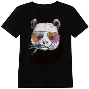 Overhemd met pandaprint, Losvallend panda-bedrukt mode-dieptepuntshirt met korte mouwen voor heren, Dieptepunt Shirts met korte mouwen Mode Zomer Running Casual kleding Irshi