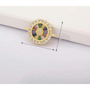 Koper goud zilver kleur hart charme connector voor sieraden maken ketting armband DIY accessoires regenboog kristal hangers-PB99-goud