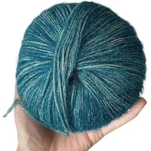 100g handgemaakte breimohair pure wol glitter sjaal draad (Size : Peacock blue)