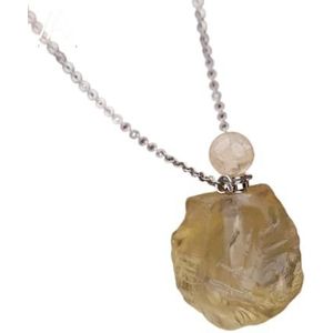 Amethyst Roses Citrines Lemon Crystal Perfume Bottle Pendant Necklace For Women Gemstones Pendant Jewelry Gift (Color : LemonQuartz Silver)