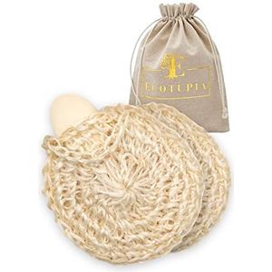 Natuurlijke handgeweven - Sisal Loofah - Body Scrubber gemaakt van premium agave vezels - Arabisch - Turkse stijl douche loofah - Loofah spons met bar zeepzakje - Loofah exfoliërende body scrubber
