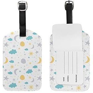 Jeansame Bagage Tag Koffer Label Reizen Bagage Tags Maan Zon Sterren Wolken Polka Dots