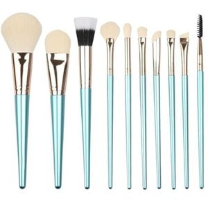 Multifunctionele Make-upborstel Make-up Kwastenset 10 Stuks For Foundation, Wenkbrauwen, Blush, Oogschaduwkwasten, Etc. Oogmake-up Kwasten voor Dames(Blue)