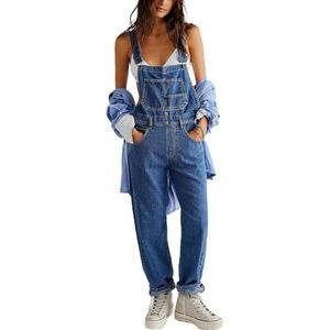 yk8fass Losse denim overall wi-7150, Donkerblauw, 4