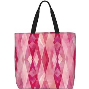 OdDdot I Love Alpacas Print Tote Bag Voor Vrouwen Opvouwbare Gym Tote Bag Grote Tote Tassen Vrouwen Handtas Voor Reizen Sport, Roze Diamant Patroon, Eén maat