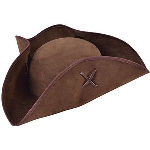 Bruine stof suède piraat tricorn hoed (1 stuk.) - Comfortabel en stijlvol ontwerp, perfect voor piratenthemafeesten, Halloween en meer