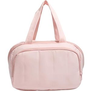 Generic Vrouwen Cosmetische Tas Grote Capaciteit Draagbare Cosmetische Organizer met TPU Compartimenten Huidverzorging Borstel Organizer Zakken Wide-Open Make-up Pouch voor Accessoires Toiletartikelen