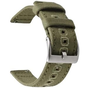 18mm 20mm 22mm gevlochten canvas band geschikt for Samsung Galaxy Watch 3/4 40mm 44mm Classic 46mm 42mm Quick Release armband geschikt for Garmin(Color:Army green silver,Size:20mm)