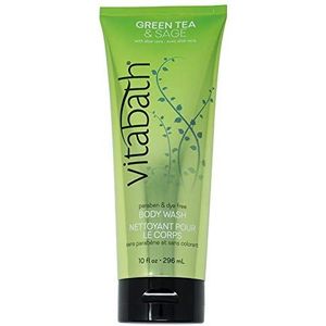 Vitabath Green Tea & Sage Body Wash Moisturizing Bath & Shower Cleanser & Skincare Radiant Detox & Restore Nourishing Body Polish - dierproefvrij, parabenvrij, 10 oz
