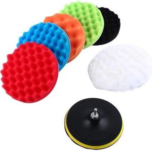 3/7/5 inch auto polijsten schijf 8 stuks/set zelfhechtend polijsten waxen spons wol wiel polijsten pad 1 set (6 inch)