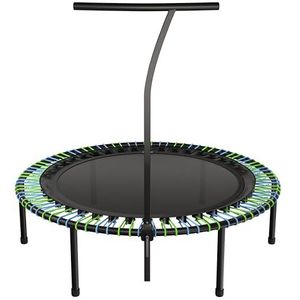 bellicon Plus Fitness trampoline 125 cm (blauw-groen) met stabiele schroefpoten, handgreep en rubberen kabelringophanging, tot 150 kg (extra sterk, gele clip)