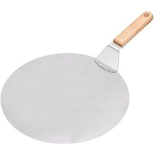 CaFfen Pizza Peddel 12 Inch Rvs Pizza Peel Ronde Pizza Schep Houten Handvat Pizza Peel Paddle Korte Schop Pizza Gereedschap Pizza Peel